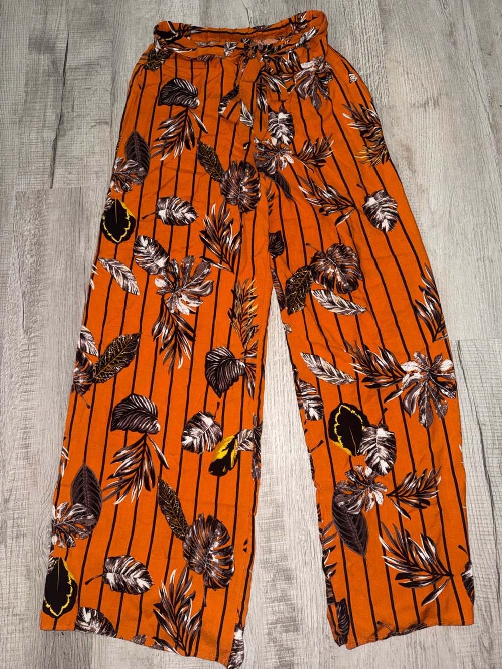 Windsor Orange Floral Stripe Wide Leg Palazzo Pants